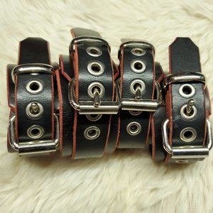 Genuine Leather Ankle and Wrist Cuff Set - Medium - Large